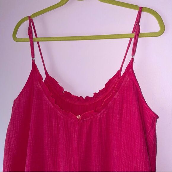 143 Lovestory Size M Pink Maxi Dress Gauzy Cotton Oversized Ruffle - Picture 6 of 8